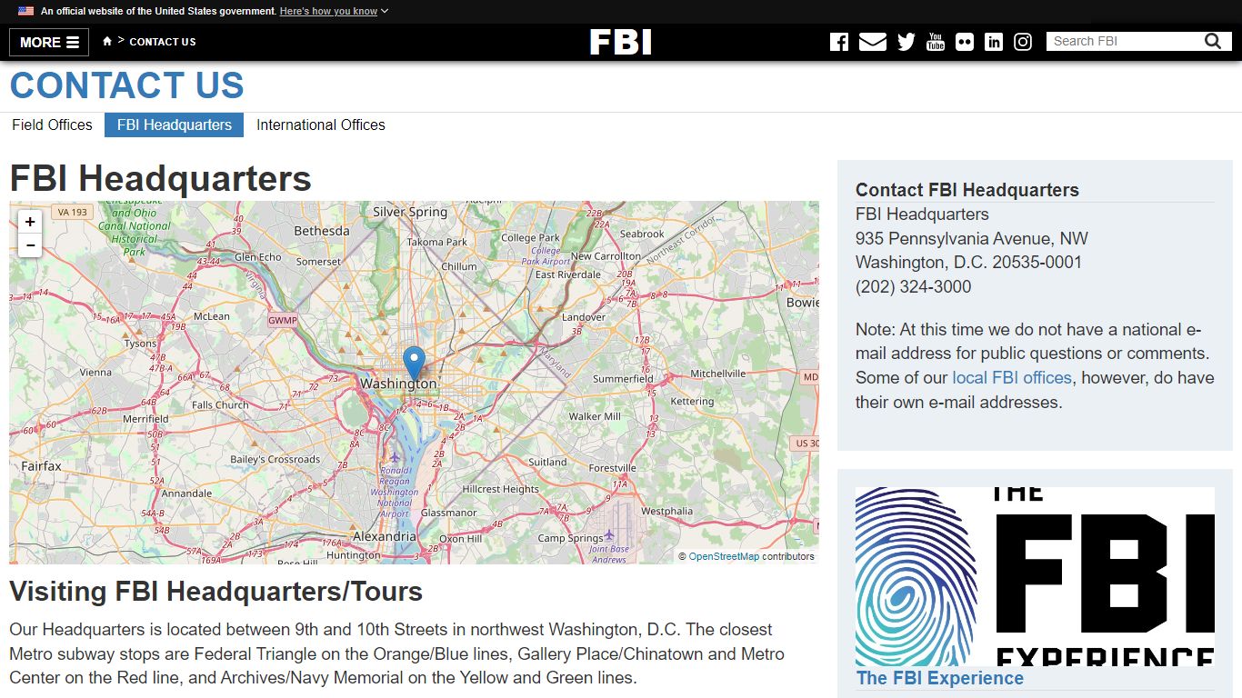 FBI Headquarters — FBI - Federal Bureau of Investigation